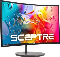 Sceptre Curved 27" FHD 1080p 75Hz LED Monitor HDMI VGA Build-In Speakers, EDGE-LESS Metal Black 2019 (C275W-1920RN)