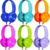 Wensdo 6 Pack Kids Headphones Bulk For School Classroom Students Wired Headsets, Durable Earphones For Children, Library Airplane Online Learning And Travel (6 Mixed Colors)