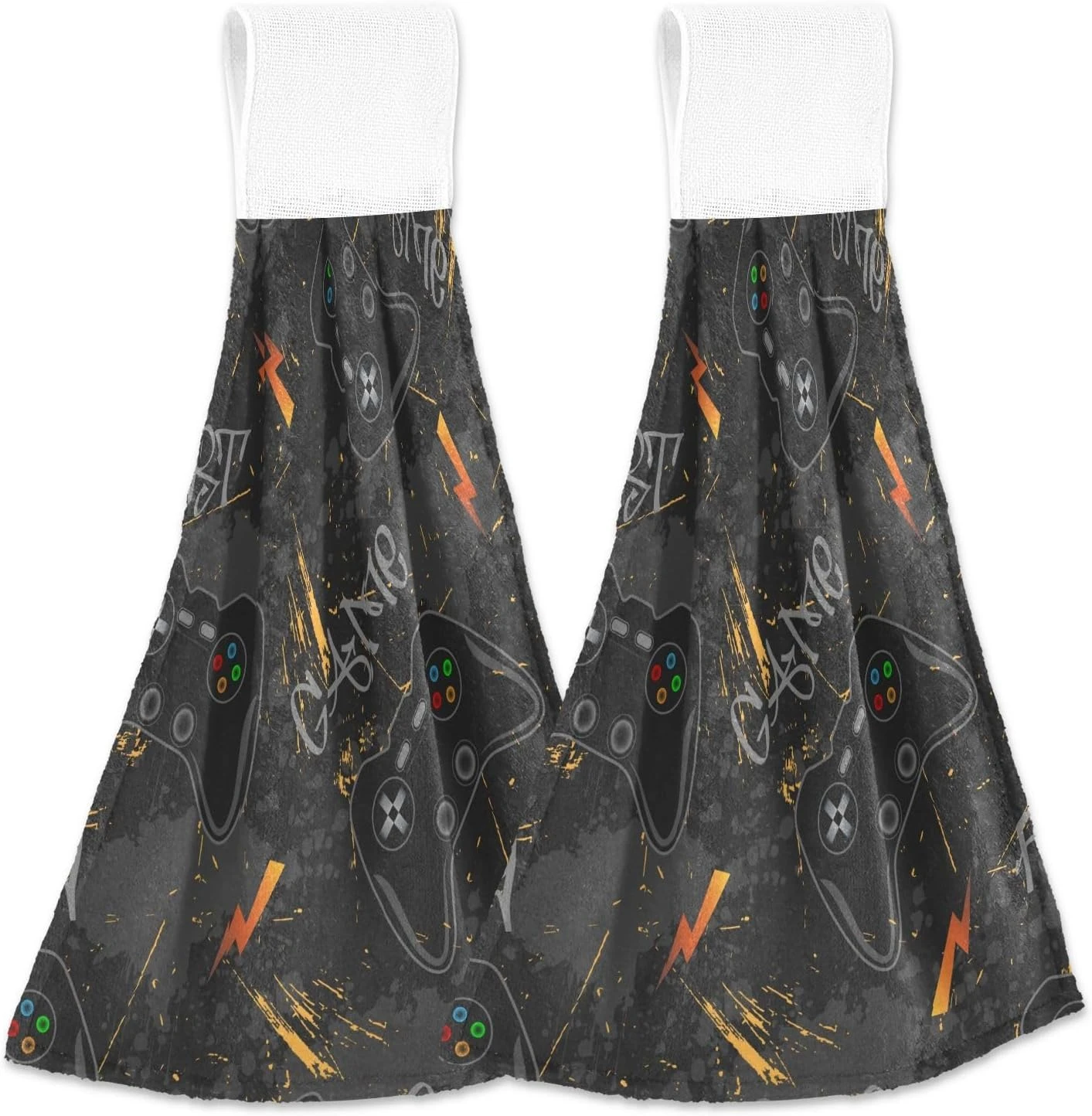 SLHKPNS Cool Game Joysticks Kitchen Hanging Hand Towels, Grunge Gamepad Console Absorbent Tie Towel With Loop 2 PCS Kitchen Linen Sets For Bathroom Restroom Home Decor 1 SLHKPNS Cool Game Joysticks Kitchen Hanging Hand Towels, Grunge Gamepad Console Absorbent Tie Towel With Loop 2 PCS Kitchen Linen Sets For Bathroom Restroom Home Decor