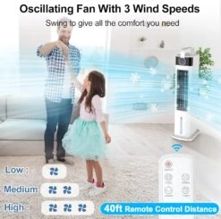 Portable Air Conditioners, 3-IN-1 Air Conditioner Portable For Room, 3 Speeds Evaporative Air Cooler, Fast Cooling Portable AC W/Timer, 52° Oscillation Tower Fan, Remote Swamp Cooler For Office -Appliantrix Cheap Store 71 JpYre7JL. AC SL1500