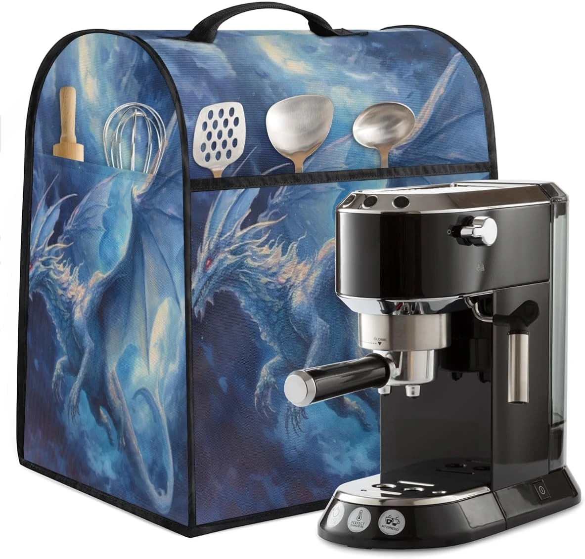 Flying Blue Ice Dragon Coffee Maker Dust Cover, Waterproof Stand Mixer Cover Coffee Machine Dust Cover, Home Small Appliance Guard Aid Assecories Protector For Kitchen Appliance 17in 4 Flying Blue Ice Dragon Coffee Maker Dust Cover, Waterproof Stand Mixer Cover Coffee Machine Dust Cover, Home Small Appliance Guard Aid Assecories Protector For Kitchen Appliance 17in - Image 4