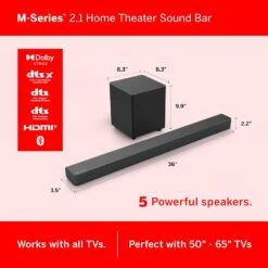 VIZIO M-Series 2.1 Sound Bar With Dolby Atmos And DTS:X, Wireless Subwoofer, M215a-J6 (HDMI)-Black -Appliantrix Cheap Store 710azQpXjOL. AC SL1500