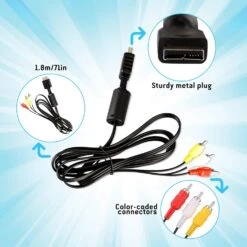 6Ft AV Cable For PS2 PS1 PS3, AV To RCA Composite Audio Video TV Cord Compatible With Playstation 1 2 3 -Appliantrix Cheap Store 710gPTU W L. AC SL1500