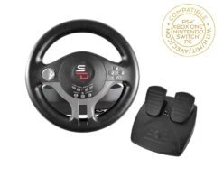 Superdrive - Racing Driving Wheel With Pedals And Gearshift Paddles For Nintendo Switch - Ps4 - Xbox One - PC - Ps3