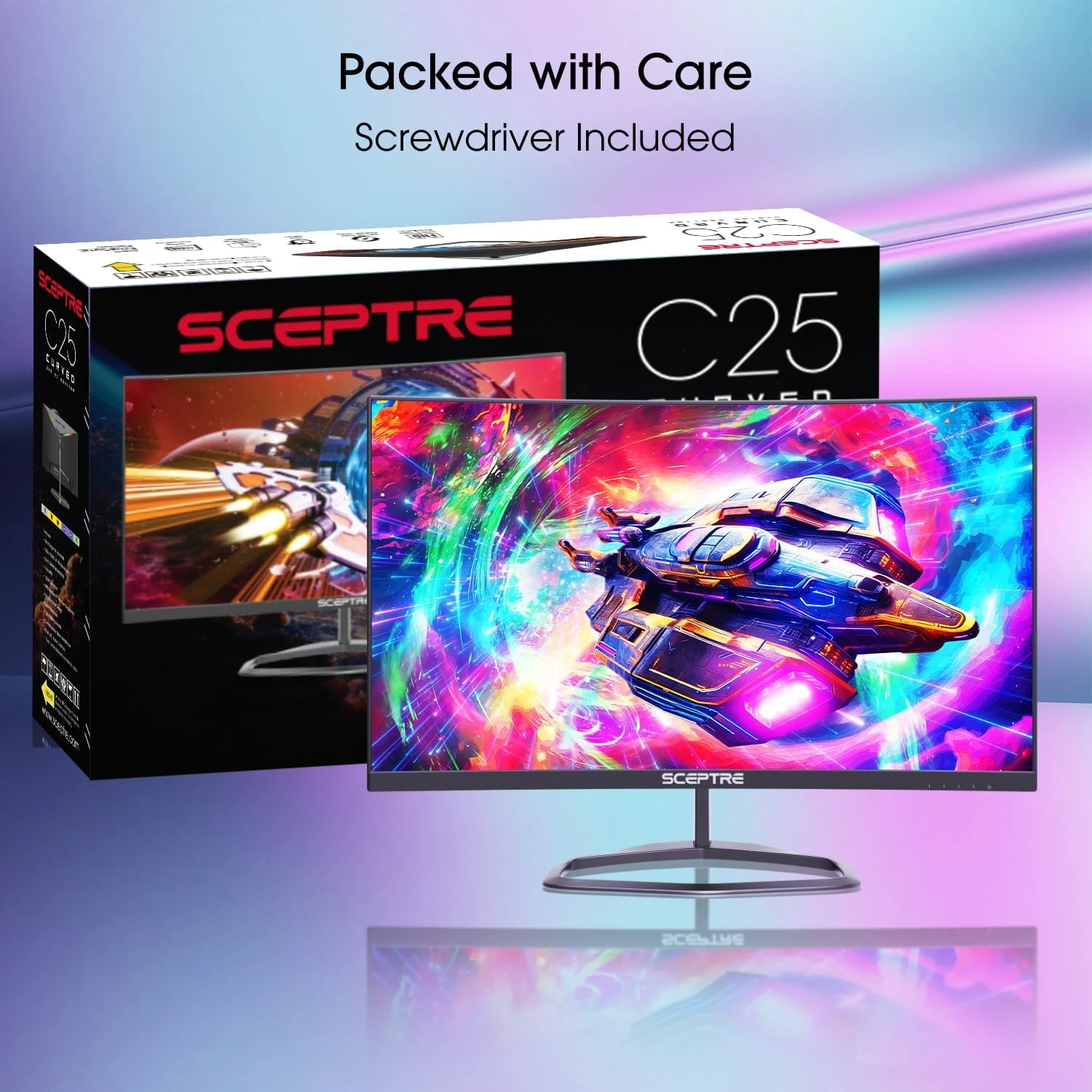 Sceptre Curved 24.5-inch Gaming Monitor Up To 240Hz 1080p R1500 1ms DisplayPort X2 HDMI X2 Blue Light Shift Build-in Speakers, Machine Black 2023 (C255B-FWT240) 2 Sceptre Curved 24.5-inch Gaming Monitor Up To 240Hz 1080p R1500 1ms DisplayPort X2 HDMI X2 Blue Light Shift Build-in Speakers, Machine Black 2023 (C255B-FWT240) - Image 2