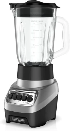 Black & Decker BLACK+DECKER PowerCrush Multi-Function Blender With 6-Cup Glass Jar, 4 Speed Settings, Silver