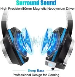 Headsets For Xbox One, PS4, PC, Nintendo Switch, Mac, Gaming Headset With Stereo Surround Sound, Over Ear Gaming Headphones With Noise Canceling Mic, LED Light (Headsets Blue) 9 Headsets For Xbox One, PS4, PC, Nintendo Switch, Mac, Gaming Headset With Stereo Surround Sound, Over Ear Gaming Headphones With Noise Canceling Mic, LED Light (Headsets Blue) -Appliantrix Cheap Store 711xGqR4umL. AC SL1200