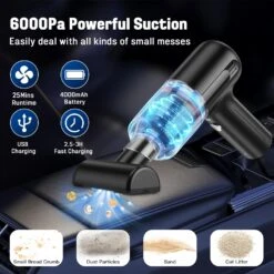 Lovyi Mini Car Vacuum Cleaner, Handheld Vacuum Cordless,2 in 1 Rechargeable Vacuum Cleaner & Blower,Small Wireless Car Vacuum with 6000Pa Suction Power,Dust Buster,Portable Hoover Vacuum for Car Home 9 Lovyi Mini Car Vacuum Cleaner, Handheld Vacuum Cordless,2 in 1 Rechargeable Vacuum Cleaner & Blower,Small Wireless Car Vacuum with 6000Pa Suction Power,Dust Buster,Portable Hoover Vacuum for Car Home -Appliantrix Cheap Store 712D8Yrh5EL. AC SL1500