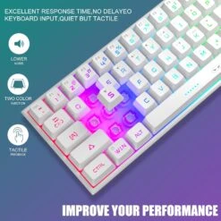 MageGee Mini 60% Gaming Keyboard, Upgrade RGB Backlit 61 Key Ultra-Compact Keyboard, TS91 Ergonomic Waterproof Mechanical Feeling Office Computer Keyboard For PC, MAC, PS4, Xbox ONE Gamer(White) -Appliantrix Cheap Store 712QClJ QjL. AC SL1500
