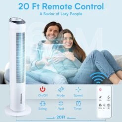 Trustech Evaporative Cooler - 40" Portable Air Cooler With 70° Oscillating & Humidifying, 3 Speeds & 3 Modes, 8H Timer, Cooling Tower Fan With Remote,2 Ice Boxes, Quiet Swamp Cooler For Rooms, Office -Appliantrix Cheap Store 713JqWKsiJL. AC SL1500