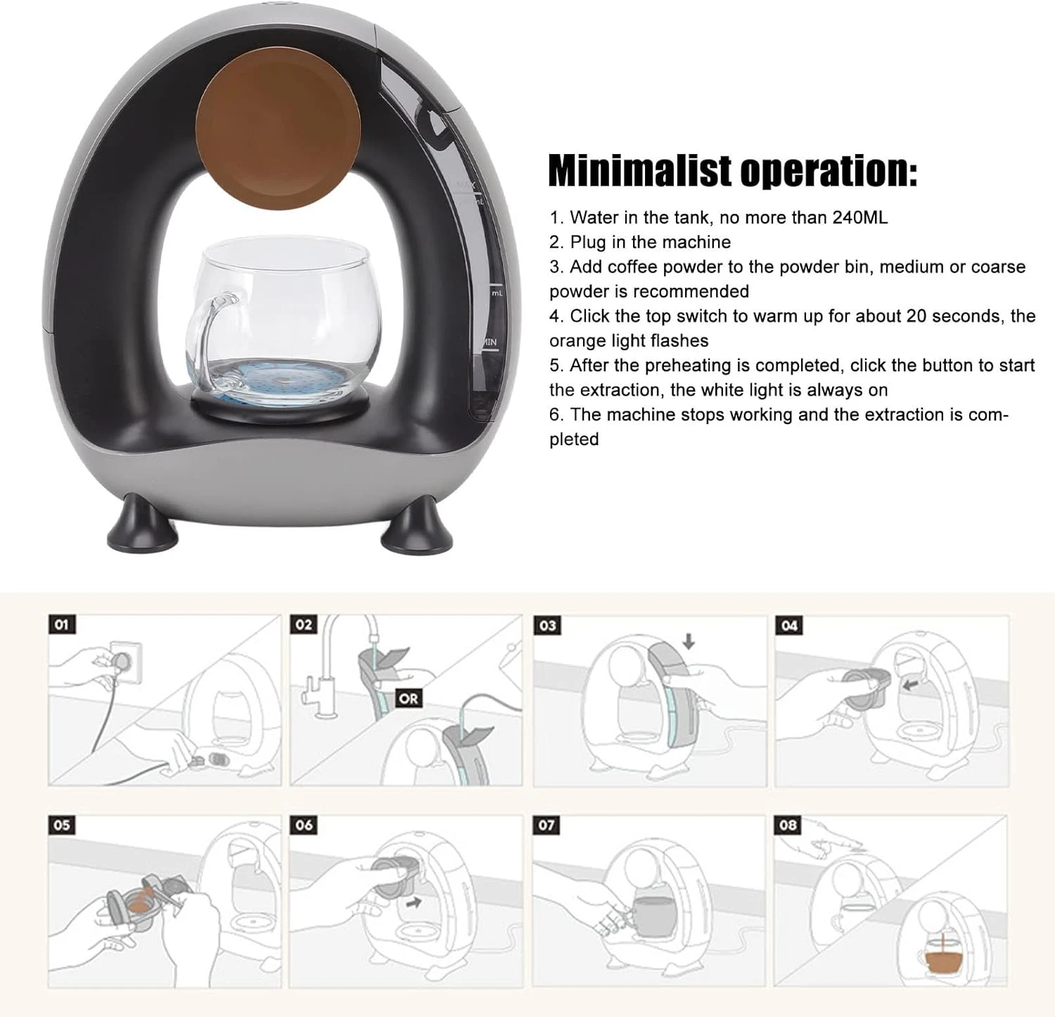 NDNCZDHC Small Coffee Maker, Mini Drip Coffee Maker With 240ml Water Tank, Constant Temperature Coffee Machine For Home And Office 6 NDNCZDHC Small Coffee Maker, Mini Drip Coffee Maker With 240ml Water Tank, Constant Temperature Coffee Machine For Home And Office - Image 6