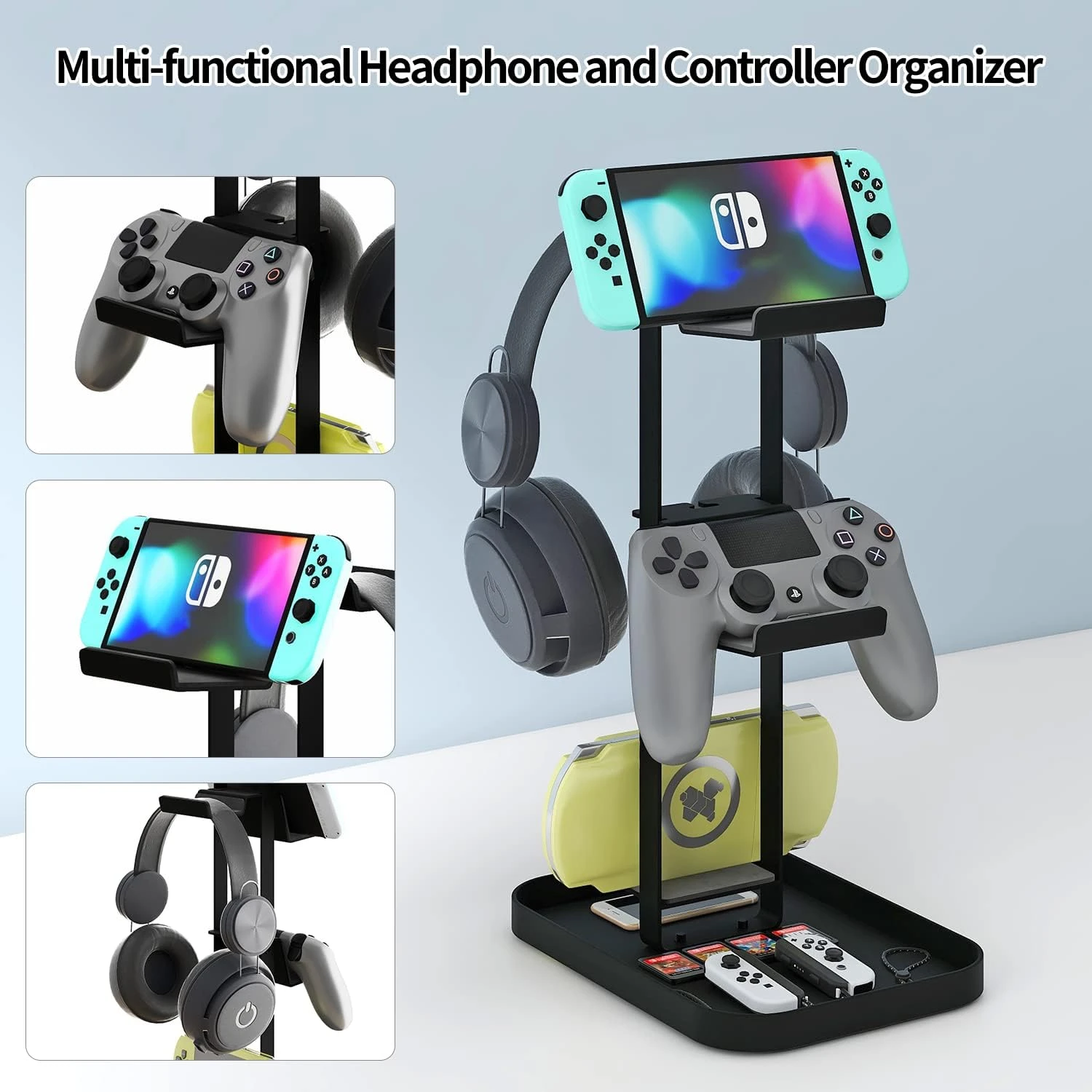 MAYZOLOP Controller Stand 2 Tiers, Headphone Holder With Cable Organizer For Desk, Anti-Slip Stable Design Universal Storage Compatible With Gaming Accessories Headset Xbox PS5 PS4 Nintendo Switch 2 MAYZOLOP Controller Stand 2 Tiers, Headphone Holder With Cable Organizer For Desk, Anti-Slip Stable Design Universal Storage Compatible With Gaming Accessories Headset Xbox PS5 PS4 Nintendo Switch - Image 2