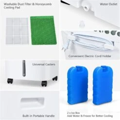 GOFLAME Evaporative Air Cooler, 3-in-1 Portable Air Cooling Fan With Remote Control, 5.3 Gal Water Tank, 2 Ice Packs, 7.5H Timer, Air Humidifier With 4 Speeds & 3 Wind Modes For Home, Office 16 GOFLAME Evaporative Air Cooler, 3-in-1 Portable Air Cooling Fan With Remote Control, 5.3 Gal Water Tank, 2 Ice Packs, 7.5H Timer, Air Humidifier With 4 Speeds & 3 Wind Modes For Home, Office -Appliantrix Cheap Store 716dlrH6gvS. AC SL1500