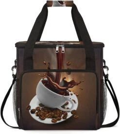 Coffee Cup Coffee Maker Carring Bag Coffee Beans Travel Carrying Storage Tote Bag Compatible With Keurig K-Mini Or K-Mini Plus Portable Single Serve Coffee Brewer Case With Pockets For K-cup Pods