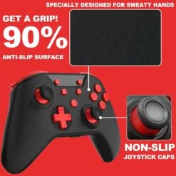 GCHT GAMING Switch Controller, Wireless Pro Controller For Switch/Switch Lite/Switch OLED Switch Remote Gamepad With Paddles,One-Key Wakeup, Turbo, Dual Vibration, 6-Axis Gyroscope (Black Red) -Appliantrix Cheap Store 7179ugOh8hL. AC SL1500