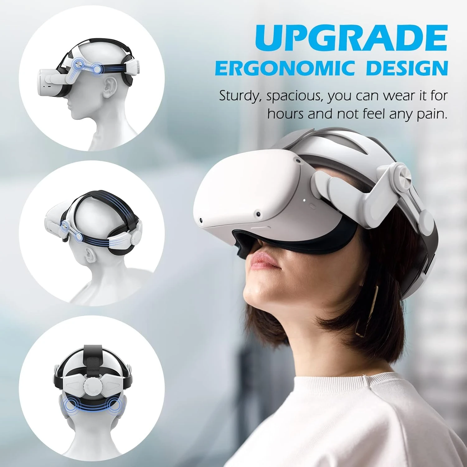Head Strap Compatible With Oculus Quest 2, YOGES Super Soft Foam And Skin-Friendly PU Surface, Lightweight And Adjustable Accessories, Enhanced Support And Comfort In VR Headset 4 Head Strap Compatible With Oculus Quest 2, YOGES Super Soft Foam And Skin-Friendly PU Surface, Lightweight And Adjustable Accessories, Enhanced Support And Comfort In VR Headset - Image 4