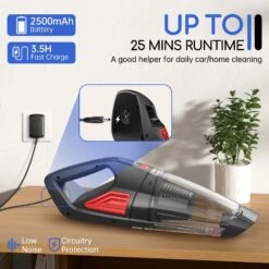 BSRCO Handheld Vacuum Cordless Rechargeable Car Vacuum 9000PA, Lightweight Portable Hand Vacuum, Hand Held Vacuum With 500ML Dustbin, Dust Busters Cordless Rechargeable Mini Vacuum For Car/Home -Appliantrix Cheap Store 718KJ43ZiWL. AC SL1500