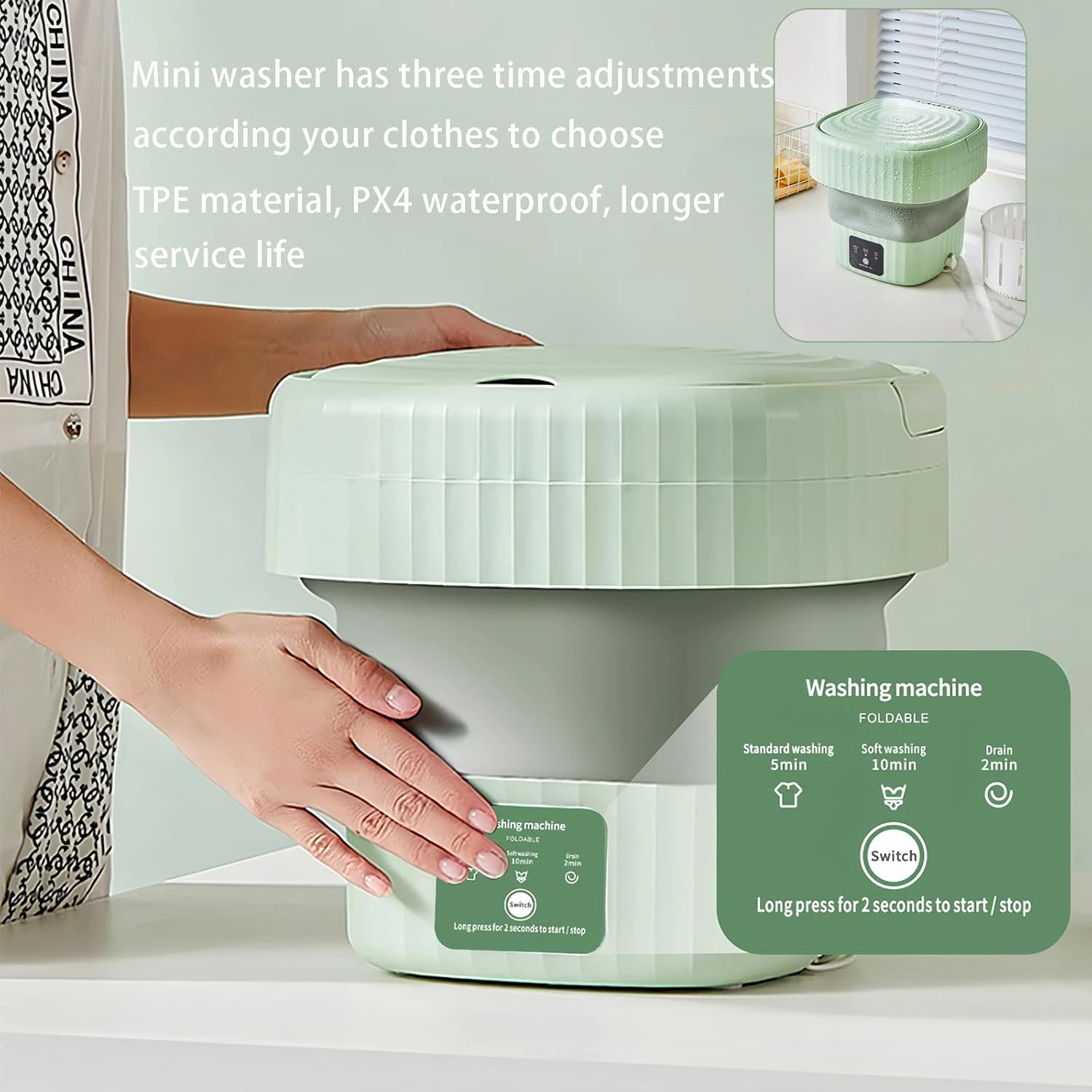 Portable Washing Machine, 6L Foldable Mini Washing Machine, Small Washer Machine For Baby Clothes,Underwear,Small Items,Travel,RV,Camping,Home Or Apartments Laundry Used 3 Portable Washing Machine, 6L Foldable Mini Washing Machine, Small Washer Machine For Baby Clothes,Underwear,Small Items,Travel,RV,Camping,Home Or Apartments Laundry Used - Image 3