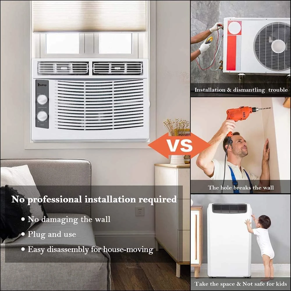 Winado 5,000 BTU Window Air Conditioner, Energy Saving AC Unit With Knob Control, Reusable Filter, 115V/60Hz, Cools Up To 150 Sq.Ft 3 Winado 5,000 BTU Window Air Conditioner, Energy Saving AC Unit With Knob Control, Reusable Filter, 115V/60Hz, Cools Up To 150 Sq.Ft - Image 3