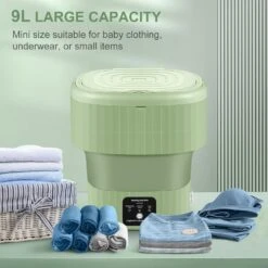 Portable Washing Machine,Mini Washing Machine,9L Large Capacity, With Drainage Basket,for Baby Clothes,Underwear Or Small Items,Convenient And Clean,Folding Deign, For Apartment Or Travel,Green 9 Portable Washing Machine,Mini Washing Machine,9L Large Capacity, With Drainage Basket,for Baby Clothes,Underwear Or Small Items,Convenient And Clean,Folding Deign, For Apartment Or Travel,Green -Appliantrix Cheap Store 719xVRODyQL. AC SL1500