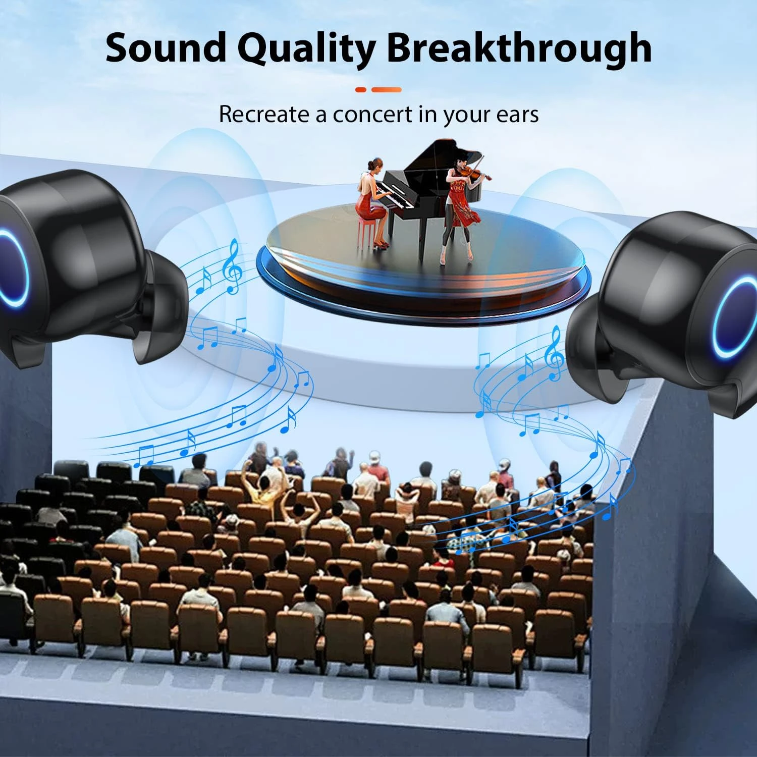 PIFFA Bluetooth Headphones Wireless Earbuds, 132Hr Playtime Sports Ear Buds With 1800mAh Digital Display Charging Case, IPX5 Waterproof Headset With Microphone Cordless Earphone For IPhone Android TV 4 PIFFA Bluetooth Headphones Wireless Earbuds, 132Hr Playtime Sports Ear Buds With 1800mAh Digital Display Charging Case, IPX5 Waterproof Headset With Microphone Cordless Earphone For IPhone Android TV - Image 4