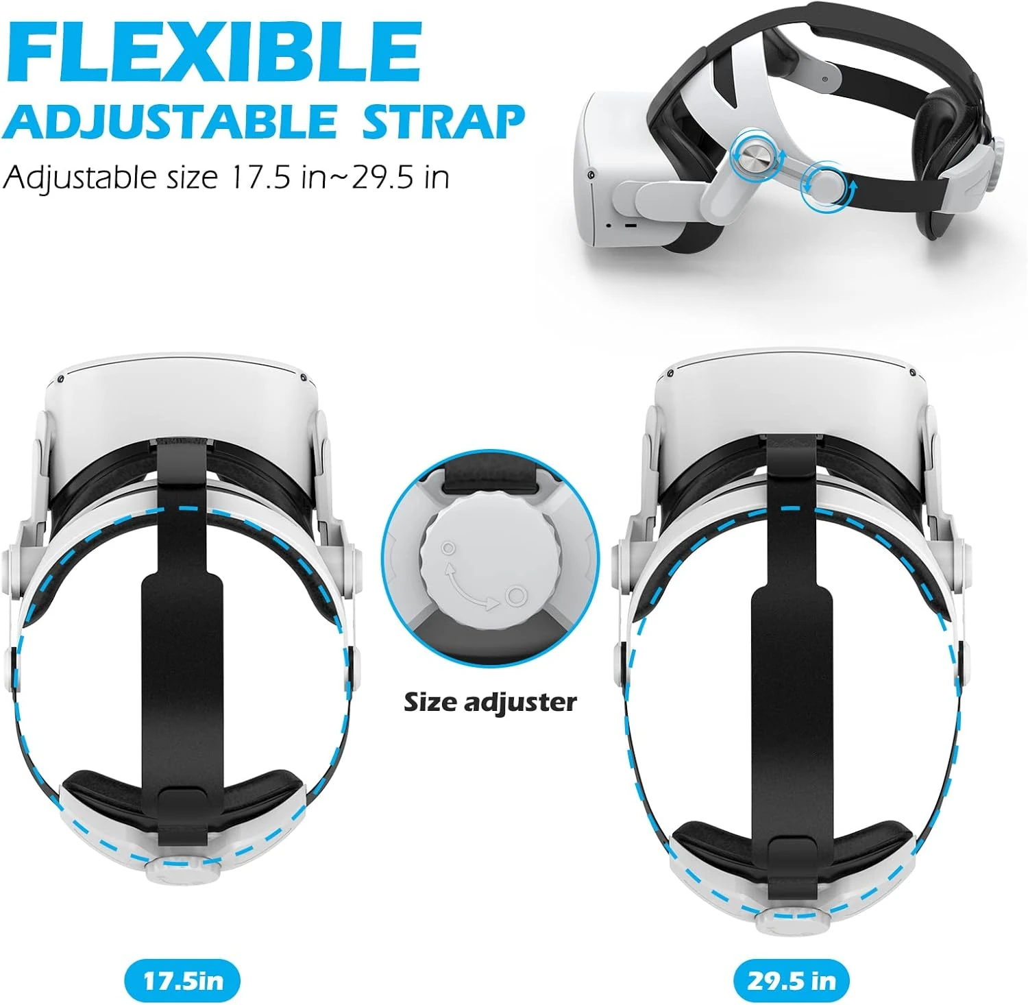 Head Strap Compatible With Oculus Quest 2, YOGES Super Soft Foam And Skin-Friendly PU Surface, Lightweight And Adjustable Accessories, Enhanced Support And Comfort In VR Headset 2 Head Strap Compatible With Oculus Quest 2, YOGES Super Soft Foam And Skin-Friendly PU Surface, Lightweight And Adjustable Accessories, Enhanced Support And Comfort In VR Headset - Image 2