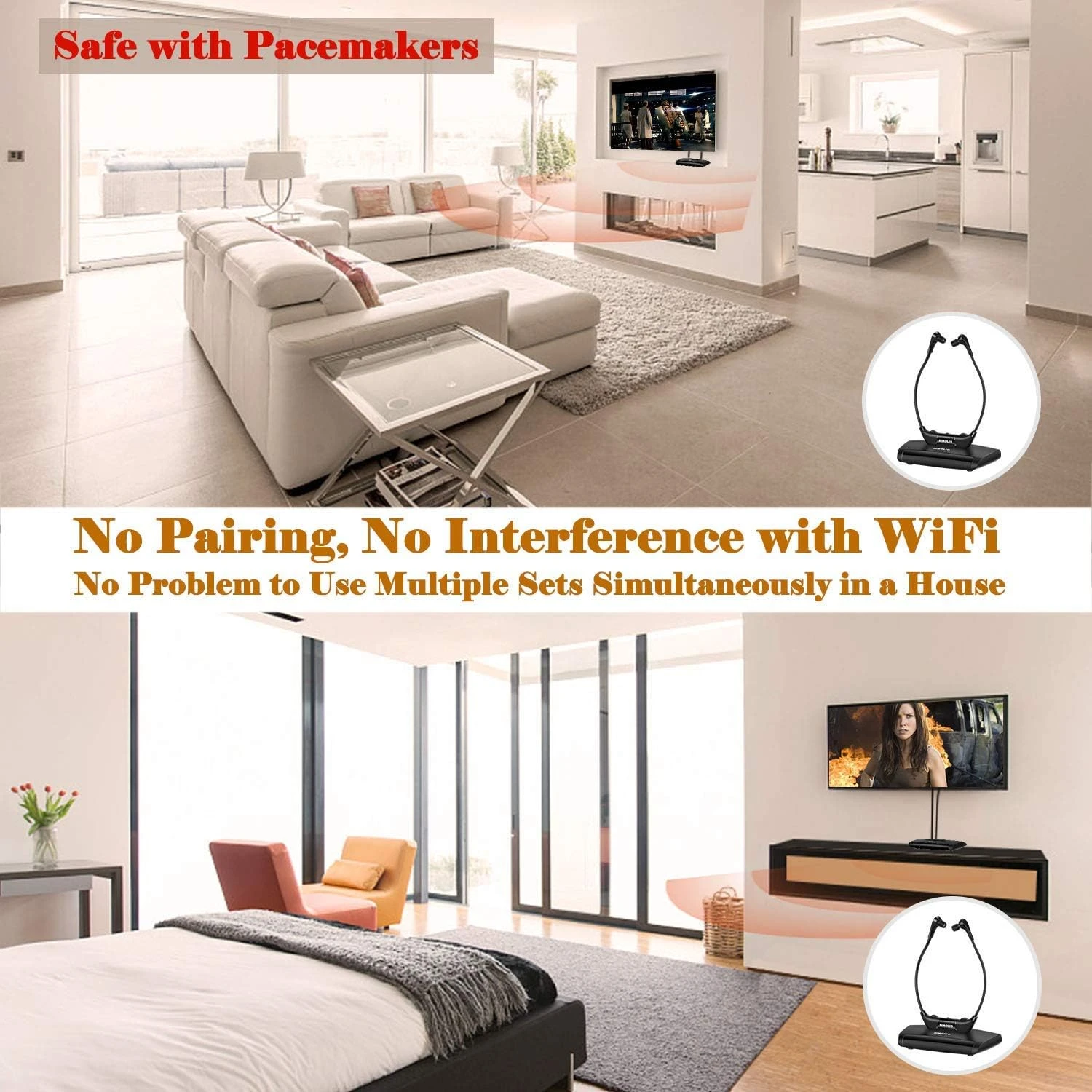 SIMOLIO Infrared Wireless TV Headphones, TV Hearing Device For Digital & Analog TVs, TV Listening Headphones For Seniors & Hard Of Hearing With Voice Highlighting, Balance And Tone Adjustment SM-863D 6 SIMOLIO Infrared Wireless TV Headphones, TV Hearing Device For Digital & Analog TVs, TV Listening Headphones For Seniors & Hard Of Hearing With Voice Highlighting, Balance And Tone Adjustment SM-863D - Image 6