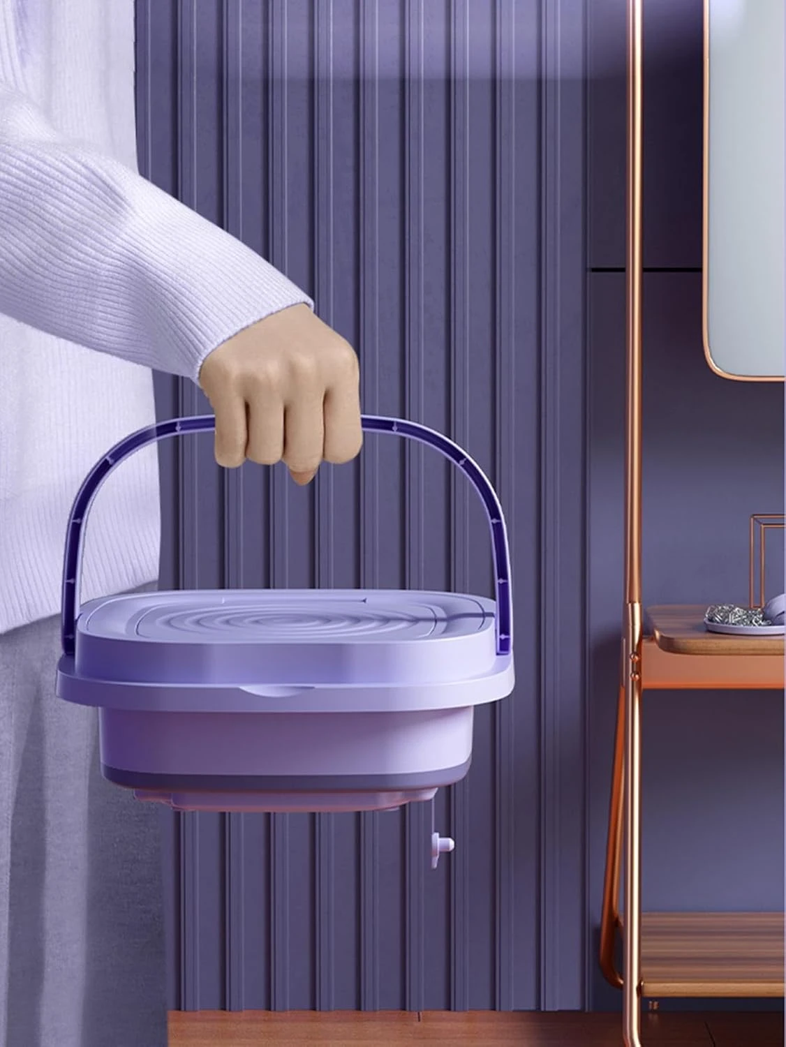 Wakatipu Foldable Washing Machine, 8L High Capacity Mini Washer, With 3 Modes Deep Cleaning,Half Automatic Small Washer For Baby Clothes Underwear Or Small Items,RV Travel Laundry (ABS Purple) 7 Wakatipu Foldable Washing Machine, 8L High Capacity Mini Washer, With 3 Modes Deep Cleaning,Half Automatic Small Washer For Baby Clothes Underwear Or Small Items,RV Travel Laundry (ABS Purple) - Image 7