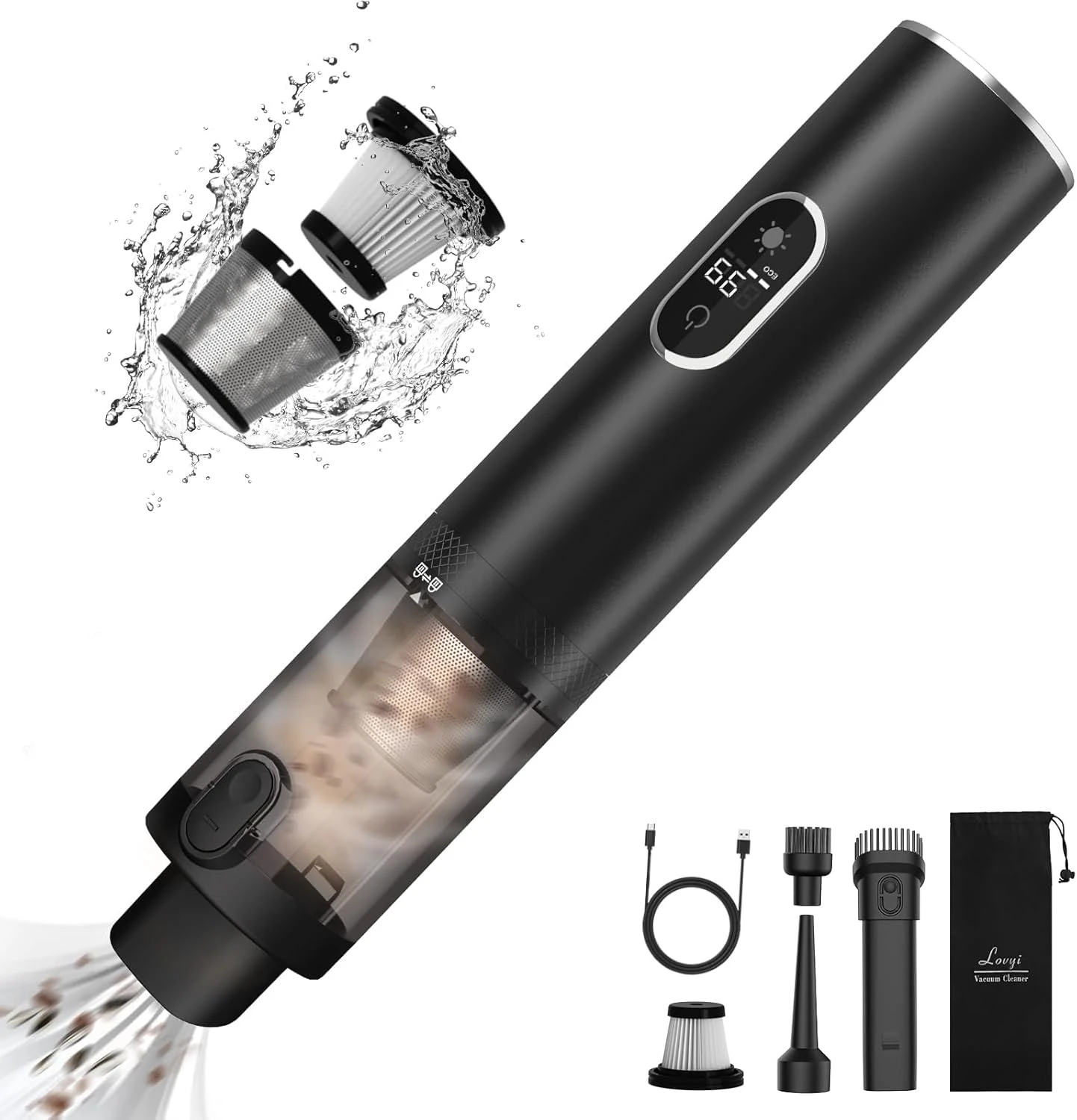 Mini Car Vacuum Cleaner,Lovyi Handheld Vacuum 15000PA Powerful Suction,Car Vacuum Cordless Rechargeable With LED Display,3 In 1 Mini Car Vacs With Blower & Inflator,Small Portable Vacuum For Car,Home 1 Mini Car Vacuum Cleaner,Lovyi Handheld Vacuum 15000PA Powerful Suction,Car Vacuum Cordless Rechargeable With LED Display,3 In 1 Mini Car Vacs With Blower & Inflator,Small Portable Vacuum For Car,Home