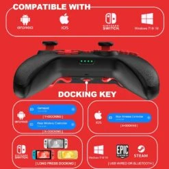 GCHT GAMING Switch Controller, Wireless Pro Controller For Switch/Switch Lite/Switch OLED Switch Remote Gamepad With Paddles,One-Key Wakeup, Turbo, Dual Vibration, 6-Axis Gyroscope (Black Red) -Appliantrix Cheap Store 71EKA7sz NL. AC SL1500