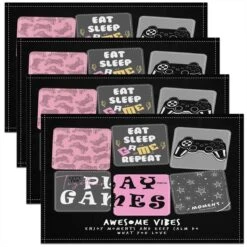 Gamer Placemats Set Of 4 12"x18" Gaming Placemats For Dining Table Outdoor Kitchen Modern Game Console Controller Table Mats Placemat Joystick Decor Table Place Mats Buffalo Check Black And Pink