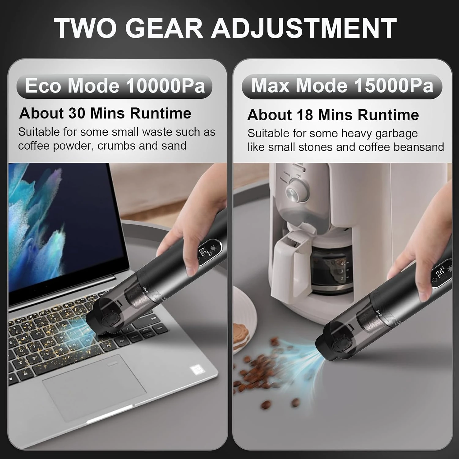 Mini Car Vacuum Cleaner,Lovyi Handheld Vacuum 15000PA Powerful Suction,Car Vacuum Cordless Rechargeable With LED Display,3 In 1 Mini Car Vacs With Blower & Inflator,Small Portable Vacuum For Car,Home 3 Mini Car Vacuum Cleaner,Lovyi Handheld Vacuum 15000PA Powerful Suction,Car Vacuum Cordless Rechargeable With LED Display,3 In 1 Mini Car Vacs With Blower & Inflator,Small Portable Vacuum For Car,Home - Image 3