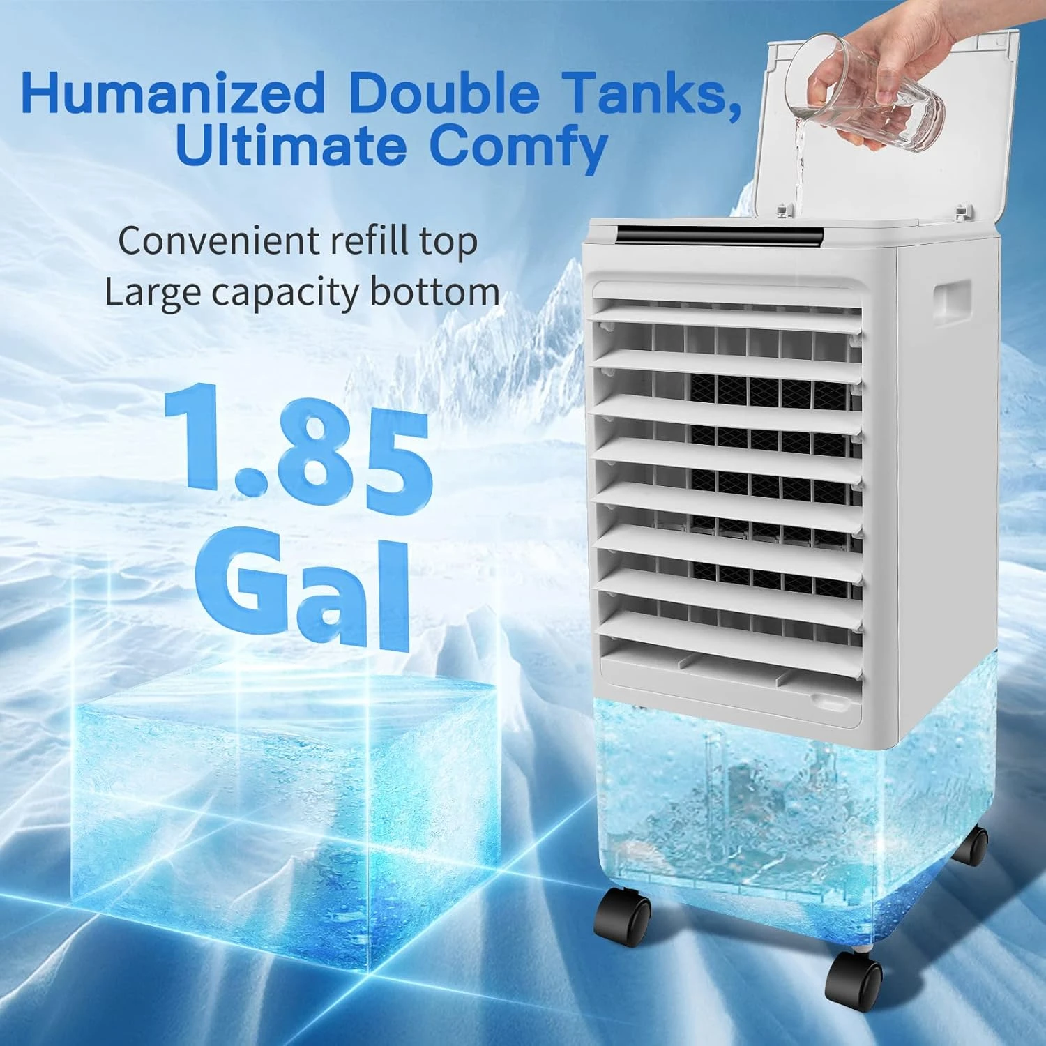 Portable Air Conditioners, 3-IN-1 Evaporative Air Cooler, Windowless Swamp Cooler W/ 3 Modes & 3 Speeds, Remote, 65° Oscillation, 1.85 Gal Water Tank, Air Conditioner Portable For Room Home Office 6 Portable Air Conditioners, 3-IN-1 Evaporative Air Cooler, Windowless Swamp Cooler W/ 3 Modes & 3 Speeds, Remote, 65° Oscillation, 1.85 Gal Water Tank, Air Conditioner Portable For Room Home Office - Image 6