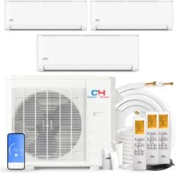 Cooper & Hunter 36000 BTU Tri 3 Zone 12000 12000 18000 BTU, 23.9 SEER2, Multi Zone Ductless Mini Split Air Conditioner Heat Pump Full Set With 25ft Installation Kits