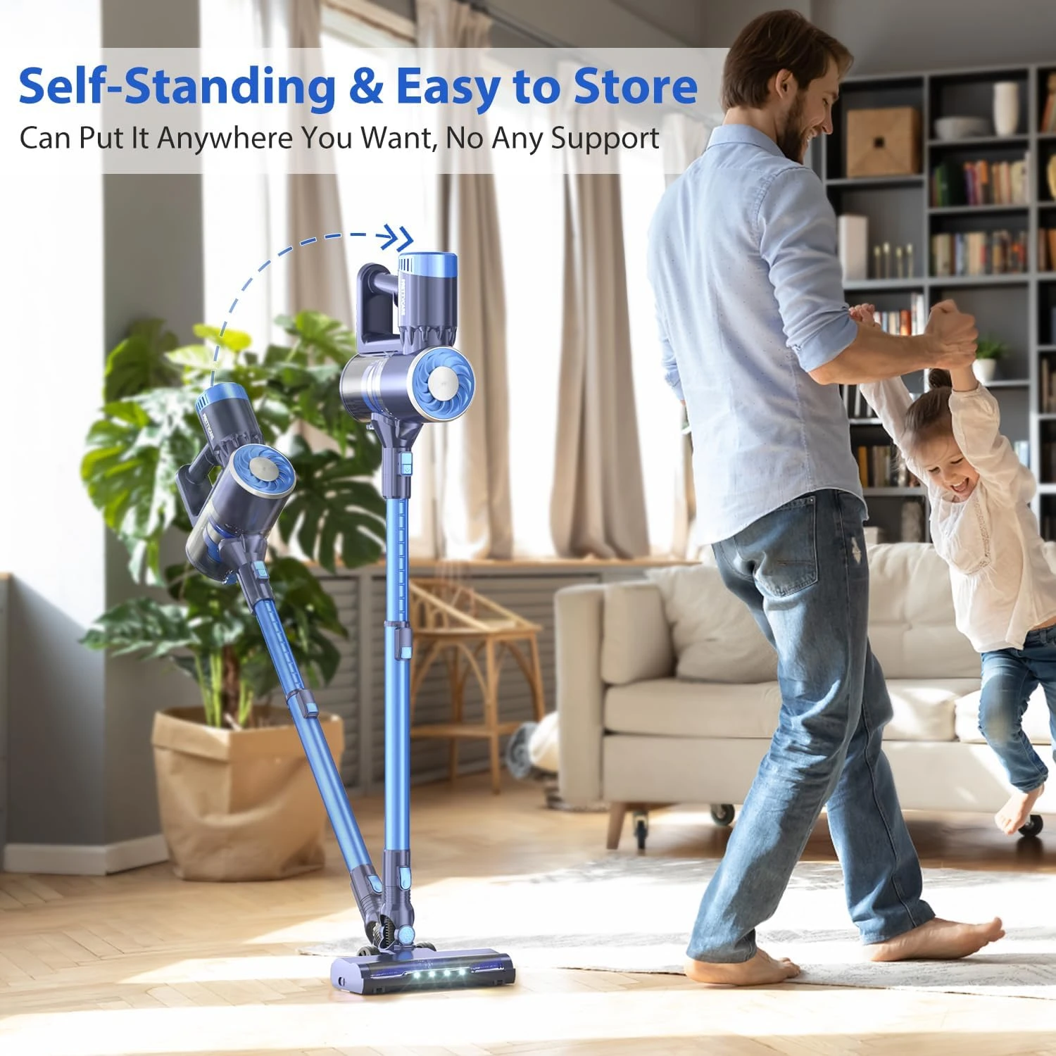 PRETTYCARE Cordless Vacuum Cleaner, 30Kpa Powerful Stick Vacuum With Brushless Motor, LED Touch Display, 45 Min Long Runtime Detachable Battery, Self-Standing Lightweight Vacuum, P3 3 PRETTYCARE Cordless Vacuum Cleaner, 30Kpa Powerful Stick Vacuum With Brushless Motor, LED Touch Display, 45 Min Long Runtime Detachable Battery, Self-Standing Lightweight Vacuum, P3 - Image 3