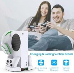Vertical Cooling Stand For Xbox Series S Console, MENEEA Dual Charging Station Dock For Controller With Adjustable 3 Level Wind Cooling Fans And 1x Headphone Stand, Cooling Charger Accessories (White) -Appliantrix Cheap Store 71HmuqL XlL. AC SL1500