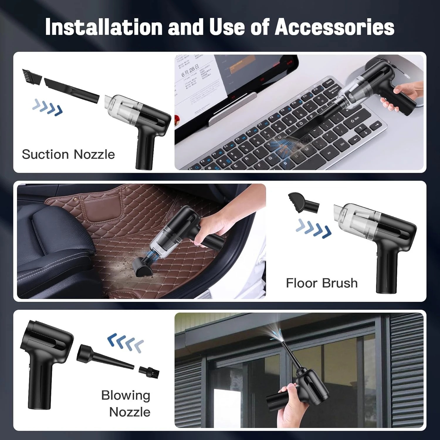 Lovyi Mini Car Vacuum Cleaner, Handheld Vacuum Cordless,2 in 1 Rechargeable Vacuum Cleaner & Blower,Small Wireless Car Vacuum with 6000Pa Suction Power,Dust Buster,Portable Hoover Vacuum for Car Home 2 Lovyi Mini Car Vacuum Cleaner, Handheld Vacuum Cordless,2 in 1 Rechargeable Vacuum Cleaner & Blower,Small Wireless Car Vacuum with 6000Pa Suction Power,Dust Buster,Portable Hoover Vacuum for Car Home - Image 2