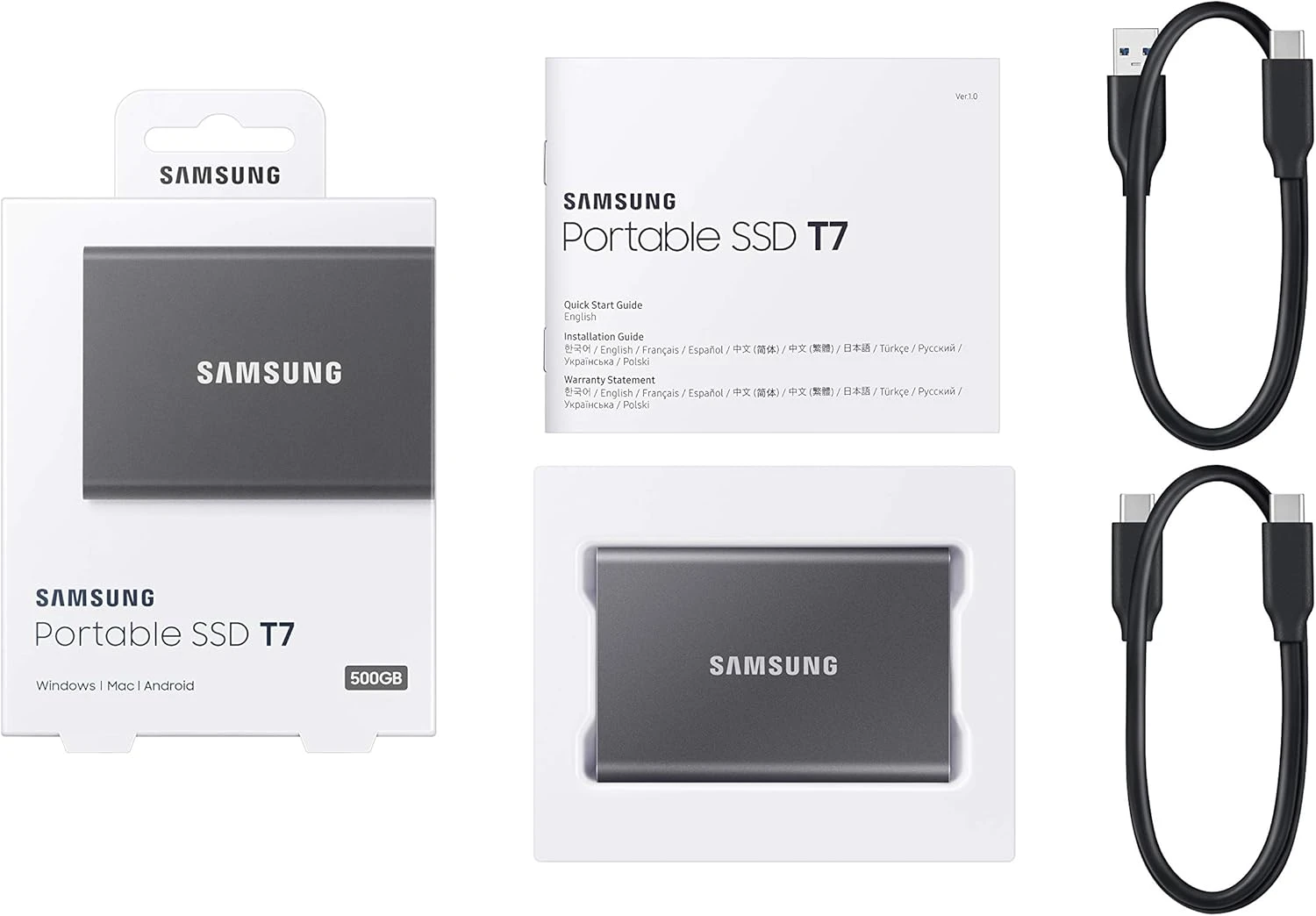 SAMSUNG SSD T7 Portable External Solid State Drive 1TB, Up To 1050MB/s, USB 3.2 Gen 2, Reliable Storage For Gaming, Students, Professionals, MU-PC1T0T/AM, Gray 5 SAMSUNG SSD T7 Portable External Solid State Drive 1TB, Up To 1050MB/s, USB 3.2 Gen 2, Reliable Storage For Gaming, Students, Professionals, MU-PC1T0T/AM, Gray - Image 5