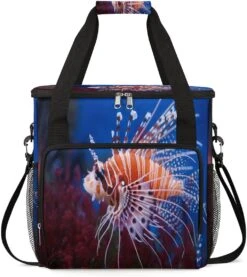 Cfpolar Coffee Maker Carrying Bag Ocean Sea Lionfish Travel Coffee Machine Bag Carrying Organizer Case Portable Single Serve Coffee Brewer Tote Bag Storage Bag For Camping Picnic