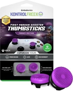 KontrolFreek FPS Freek Frenzy For Xbox One And Xbox Series X Controller | Performance Thumbsticks | 1 High-Rise, 1 Mid-Rise | Purple/Black