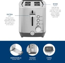 GE Stainless Steel Toaster | 2 Slice | Extra Wide Slots For Toasting Bagels, Breads, Waffles & More | 7 Shade Options For The Entire Household To Enjoy | Countertop Kitchen Essentials | 850 Watts -Appliantrix Cheap Store 71JqjPWLlSS. AC SL1500