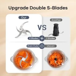 GANIZA Food Processors, Electric Food Chopper With Meat Grinder & Vegetable Chopper - 2 Bowls (8 Cup+8 Cup) With Powerful 450W Copper Motor - Includes 2 Sets Of Bi-Level Blades For Baby Food/Meat/Nuts -Appliantrix Cheap Store 71L23PxwhrL. AC SL1500