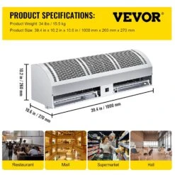 VEVOR 40 Inch Air Curtain, 2 Speeds 1490/1667 CFM Commercial Indoor Air Curtain, Air Curtains For Doors With 2 Limited Switches, 110V Unheated -Appliantrix Cheap Store 71LwFPWl6RL. SL1500