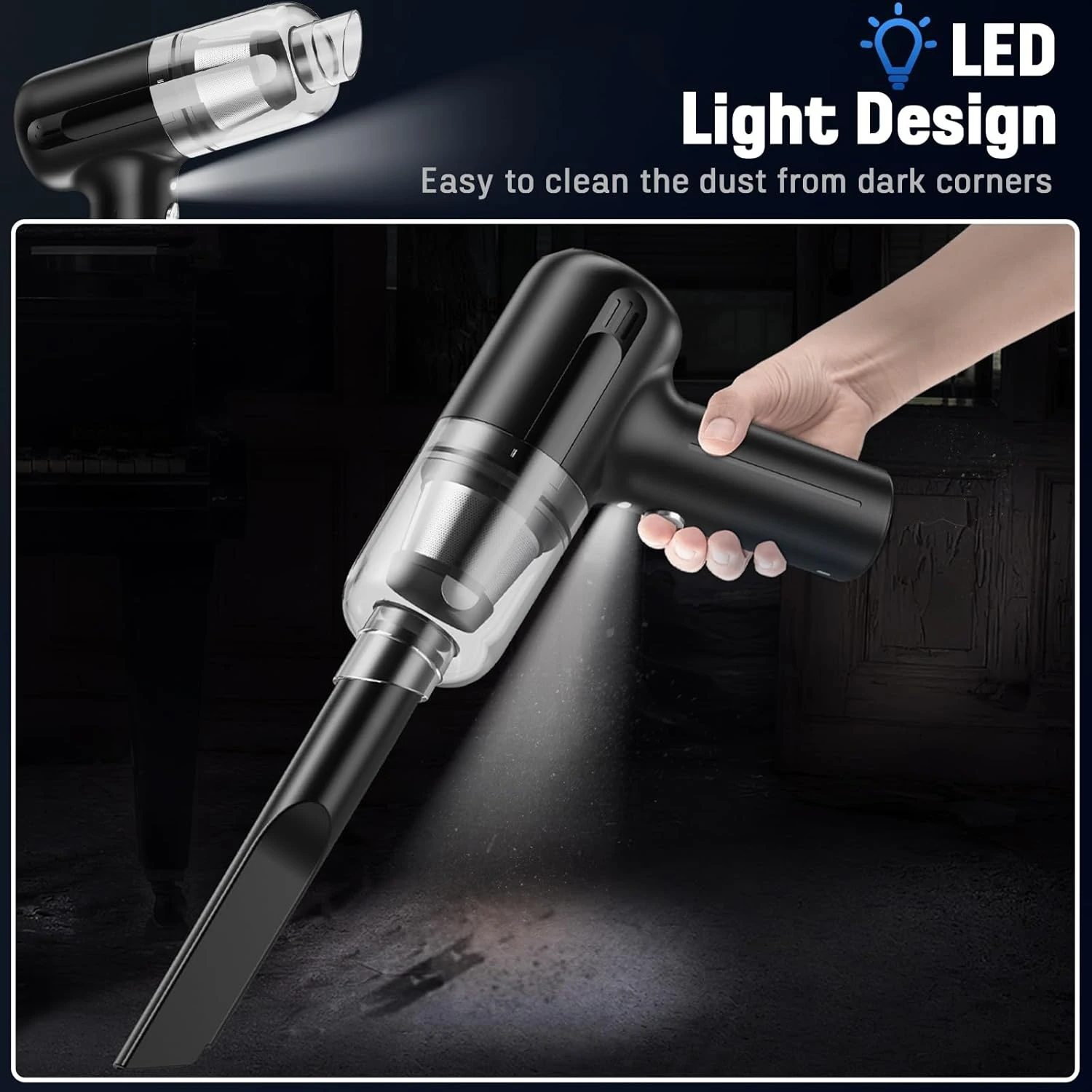 Lovyi Mini Car Vacuum Cleaner, Handheld Vacuum Cordless,2 in 1 Rechargeable Vacuum Cleaner & Blower,Small Wireless Car Vacuum with 6000Pa Suction Power,Dust Buster,Portable Hoover Vacuum for Car Home 5 Lovyi Mini Car Vacuum Cleaner, Handheld Vacuum Cordless,2 in 1 Rechargeable Vacuum Cleaner & Blower,Small Wireless Car Vacuum with 6000Pa Suction Power,Dust Buster,Portable Hoover Vacuum for Car Home - Image 5