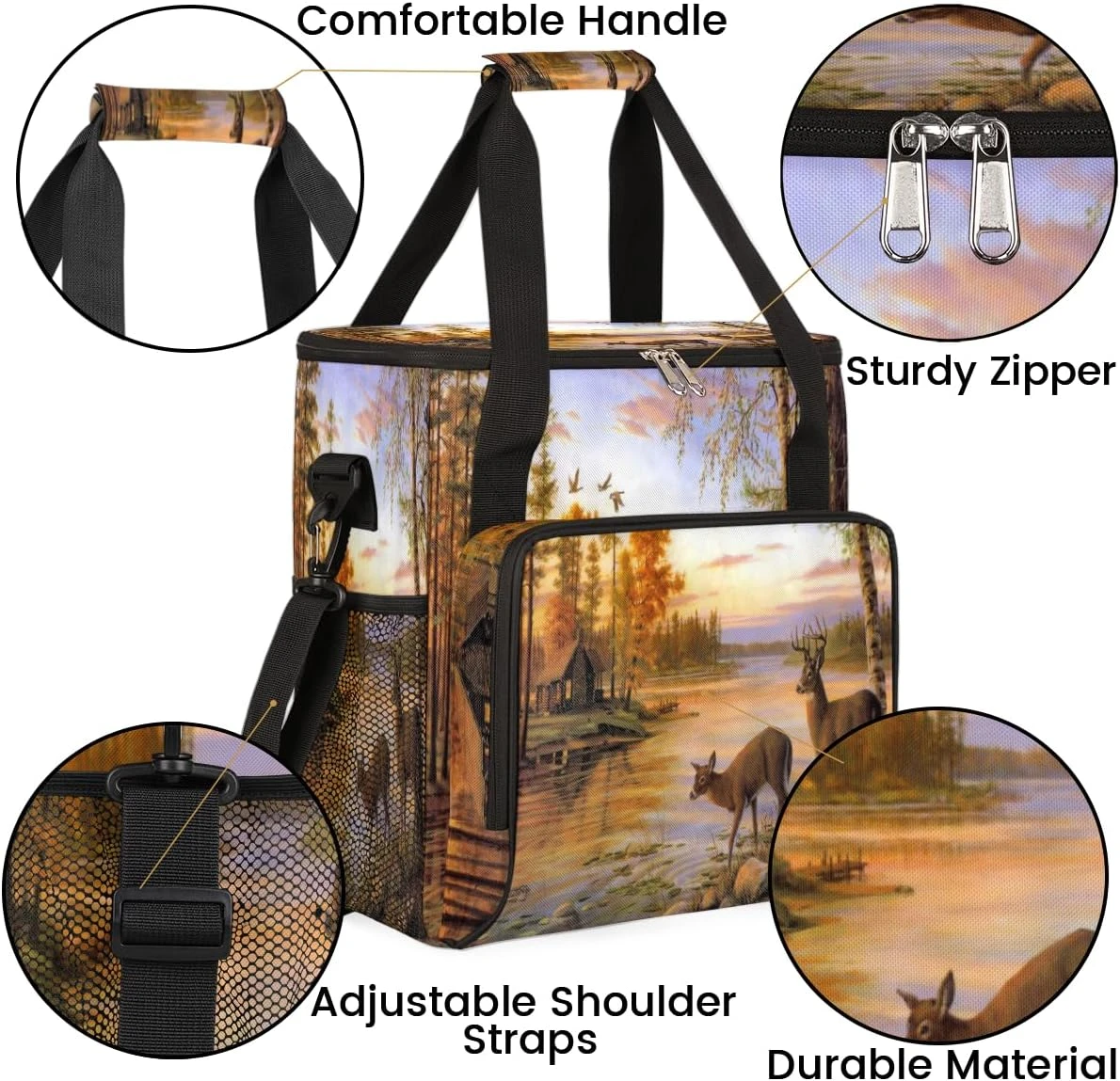 Cfpolar Coffee Maker Carrying Bag Sunset River Fall Deer Travel Coffee Machine Bag Carrying Organizer Case Portable Single Serve Coffee Brewer Tote Bag Storage Bag For Camping Picnic 7 Cfpolar Coffee Maker Carrying Bag Sunset River Fall Deer Travel Coffee Machine Bag Carrying Organizer Case Portable Single Serve Coffee Brewer Tote Bag Storage Bag For Camping Picnic - Image 7