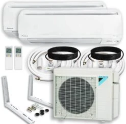 DAIKIN Dual (2 Zone) Air Conditioner Heat Pump + Maxwell 15 Ft. Installation Kit + Wall Bracket 27 To 36 Kbtu (15000 + 15000 BTU)