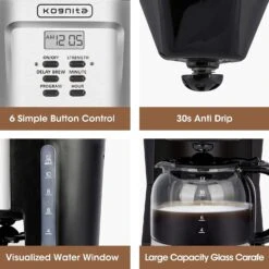 12 Cup Coffee Maker,Programmable Coffee Machine & Ice Tea Maker With Glass Carafe,Drip Coffee Maker Coffee Pot, 900W Quick Brew,Auto Keep Warm,Anti-Drip,Brew Strength Control, Stainless Steel Small Coffe Maker For Home And Office -Appliantrix Cheap Store 71P 6RreRL. AC SL1500