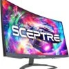 Sceptre Curved 24.5-inch Gaming Monitor Up To 240Hz 1080p R1500 1ms DisplayPort X2 HDMI X2 Blue Light Shift Build-in Speakers, Machine Black 2023 (C255B-FWT240)