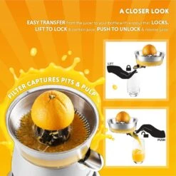 Eurolux Electric Citrus Juicer Squeezer, For Orange, Lemon, Grapefruit, Stainless Steel 160 Watts Of Power Soft Grip Handle And Cone Lid For Easy Use (ELCJ-1700S) 9 Eurolux Electric Citrus Juicer Squeezer, For Orange, Lemon, Grapefruit, Stainless Steel 160 Watts Of Power Soft Grip Handle And Cone Lid For Easy Use (ELCJ-1700S) -Appliantrix Cheap Store 71Pb8U9HmVL. AC SL1201