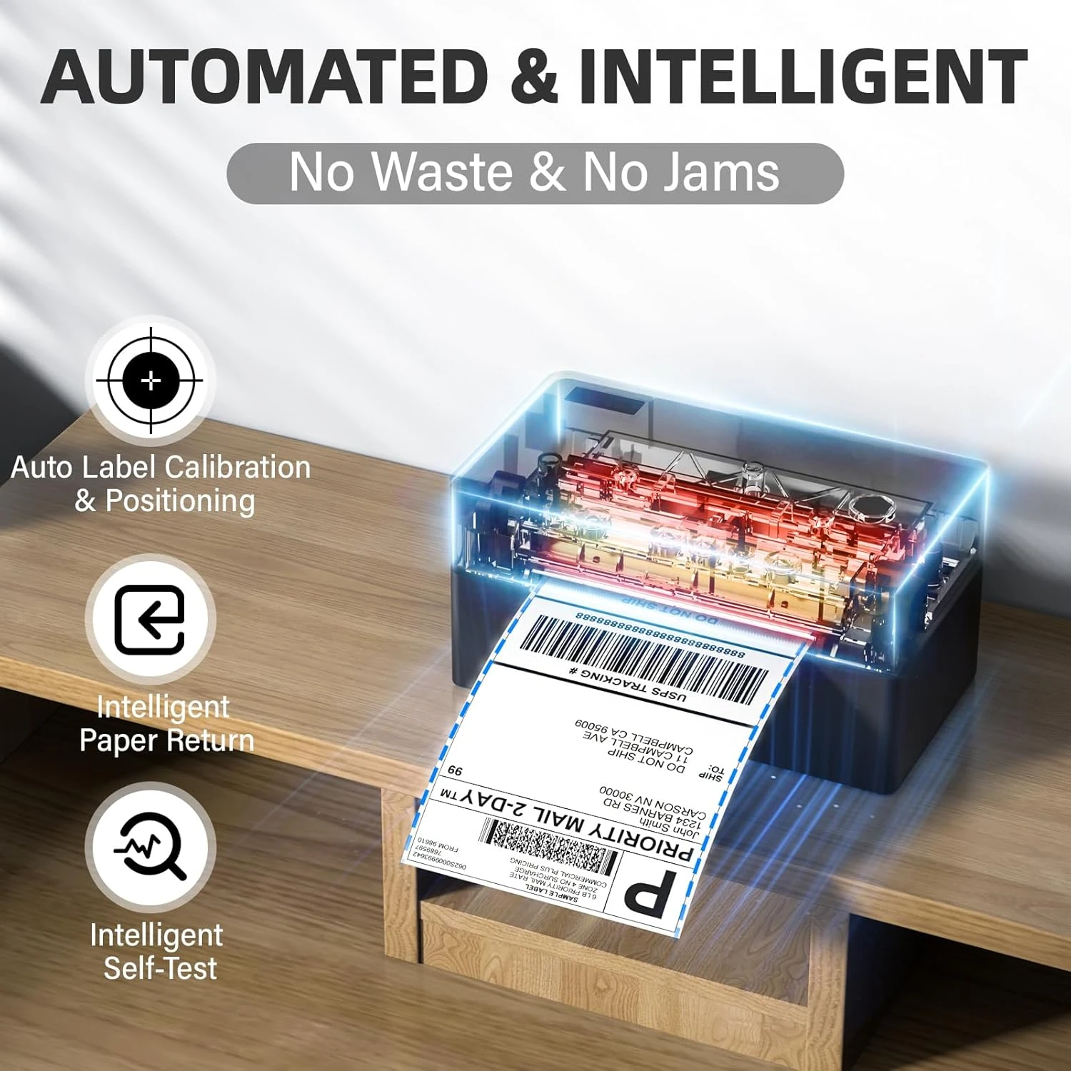 PEDOOLO Label Printer, Bluetooth Shipping Label Printer, 4x6 Thermal Printer For Shipping Packages, Compatible With Android, IOS, Windows, Mac, Chromebook, Amazon, Ebay, UPS, USPS, FedEx, Shopify 5 PEDOOLO Label Printer, Bluetooth Shipping Label Printer, 4x6 Thermal Printer For Shipping Packages, Compatible With Android, IOS, Windows, Mac, Chromebook, Amazon, Ebay, UPS, USPS, FedEx, Shopify - Image 5